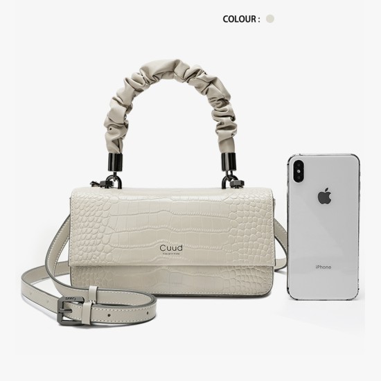 Leather handbag, one shoulder crossbody bag, white mini square bag - Memoo.com